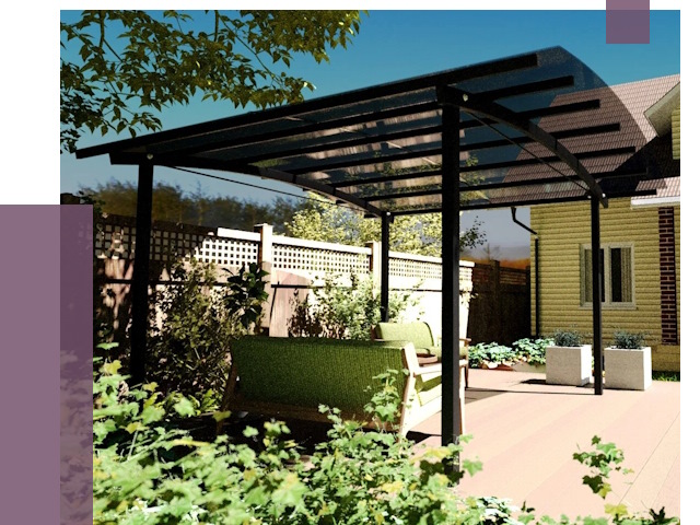 Навесы для террасы в Рязани от 13092 руб. под ключ | ПРОЛЁТ-Рзн