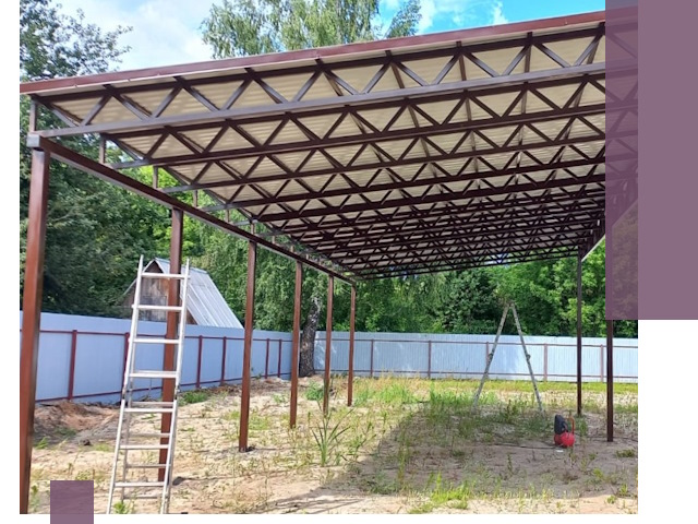 Односкатные навесы под ключ в Рязани — изготовление и монтаж