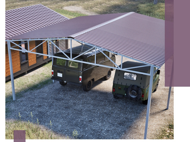 Двускатные навесы под ключ в Рязани — изготовление и монтаж